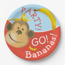 Monkey Party van Bright Bold Colorful Go Bananas Papieren Bordje