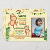 Monkey Party Verjaardag Swing Foto Geel Kaart (Voorkant / Achterkant)