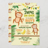 Monkey Party Verjaardagsschommel Over Geel Plezier Kaart (Voorkant / Achterkant)