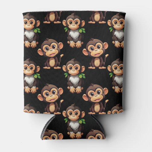 Monkey Pattern Design Black  Blikjeskoeler (Voorkant)