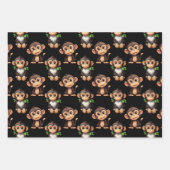 Monkey Pattern Design Black Inpakpapier Vel (Voorkant 2)