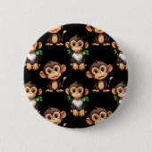 Monkey Pattern Design Black Ronde Button 5,7 Cm (Voorkant)
