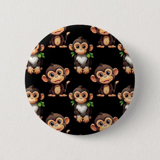Monkey Pattern Design Black  Ronde Button 5,7 Cm (Voorkant)