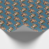 Monkey Pattern Design Blue  Cadeaupapier (Hoek)