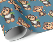 Monkey Pattern Design Blue  Cadeaupapier (Rol Hoek)