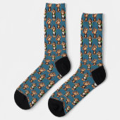 Monkey Pattern Design Blue  Sokken (Links)