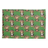 Monkey Pattern Design Green  Kussensloop (Achterkant)