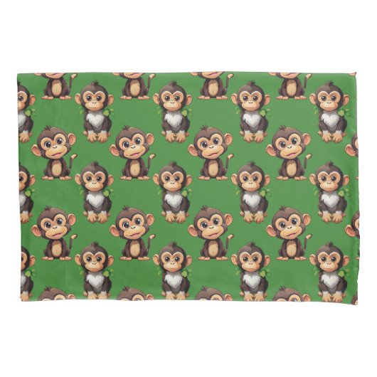 Monkey Pattern Design Green  Kussensloop (Voorkant)