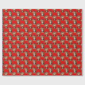 Monkey Pattern Design Red Cadeaupapier (Vlak)