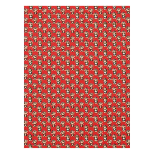 Monkey Pattern Design Red Tafelkleed (Voorkant)