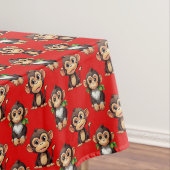 Monkey Pattern Design Red Tafelkleed (Voorbeeld)