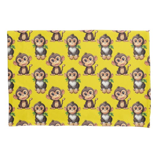 Monkey Pattern Design Yellow  Kussensloop (Voorkant)