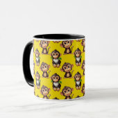 Monkey Pattern Design Yellow  Mok (Voorkant links)
