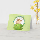 Monkey Peking uit Beha Struik Birthday Kaart (Gele Bloem)