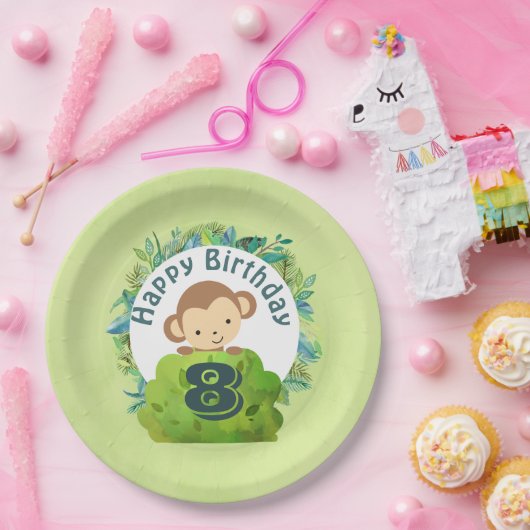 Monkey Peking uit Beha Struik Birthday Papieren Bordje (Feest)