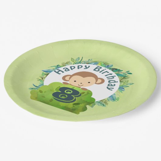 Monkey Peking uit Beha Struik Birthday Papieren Bordje (Gekanteld)