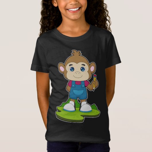 Monkey Pencil School T-shirt (Voorkant)