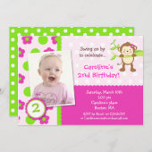 Monkey Photo Birthday Party Invitation Kaart (Voorkant / Achterkant)