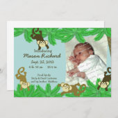 Monkey Photo geboorteaankondiging Aankondiging (Voorkant / Achterkant)