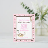 Monkey Pink Brown Girly Trendy Birthday 4,25 x 5,5 Kaart (Staand voorkant)