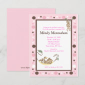 Monkey Pink Brown Girly Trendy Birthday 4,25 x 5,5 Kaart (Voorkant / Achterkant)