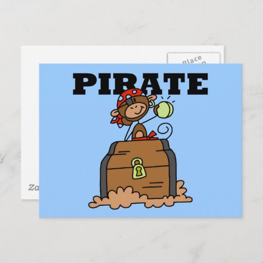 Monkey Pirate met schatkistshirts en cadeaus Briefkaart (Voorkant / Achterkant)