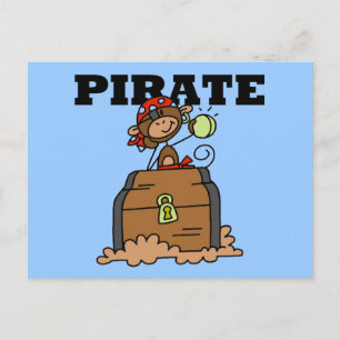 Monkey Pirate met schatkistshirts en cadeaus Briefkaart