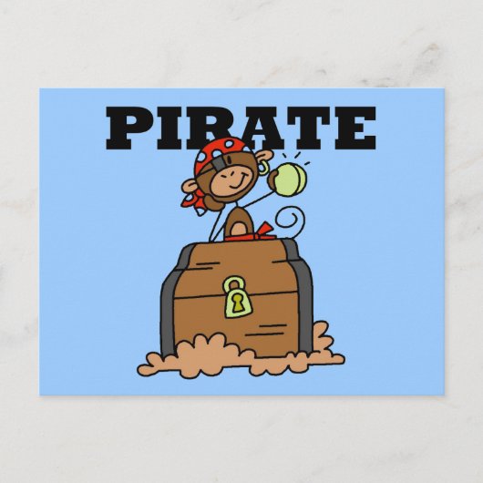 Monkey Pirate met schatkistshirts en cadeaus Briefkaart (Voorkant)