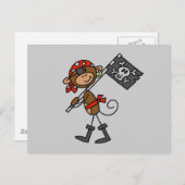 Monkey Pirate met vlagT-shirts en cadeaus Briefkaart (Voorkant / Achterkant)