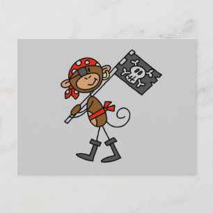 Monkey Pirate met vlagT-shirts en cadeaus Briefkaart