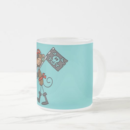Monkey Pirate met vlagT-shirts en cadeaus Matglas Koffiemok (Voorkant rechts)
