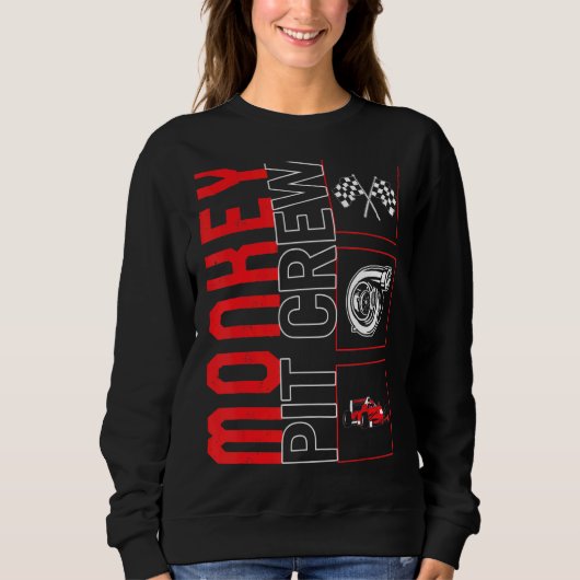 Monkey Pit Crew Car Racing Race Trui (Voorkant)