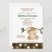 MONKEY PLAY 5x7 Bruin/Groen Baby shower Kaart (Voorkant / Achterkant)
