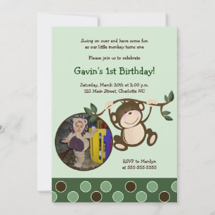 MONKEY PLAY *FOTO* Birthday-uitnodiging 5x7 Kaart