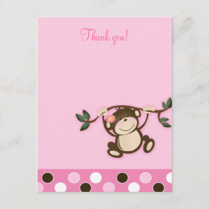 Monkey Play Pink 4x5 flat Bedankkaart