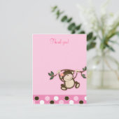 Monkey Play Pink 4x5 flat Bedankkaart (Staand voorkant)