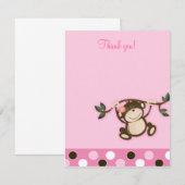 Monkey Play Pink 4x5 flat Bedankkaart (Voorkant / Achterkant)