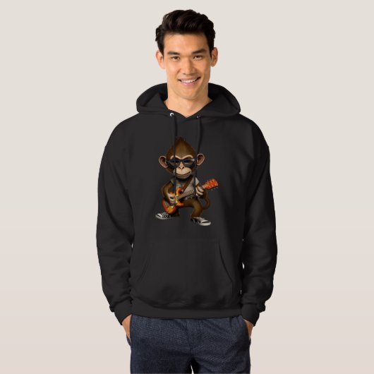 Monkey Playing Electric Guitar  Animal Monkey  Gui Hoodie (Voorkant volledig)