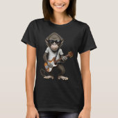 Monkey Playing Electric Guitar Animal Monkey Gui T-shirt (Voorkant)