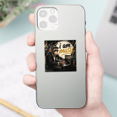 Monkey Playing Piano Music Poster – I Am Music Sticker (Telefoon)