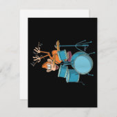 Monkey Plays Drums T-Shirt cadeaus Bedankkaart (Voorkant / Achterkant)