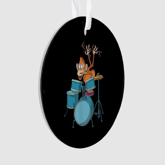 Monkey Plays Drums T-Shirt cadeaus Ornament (voorkant)