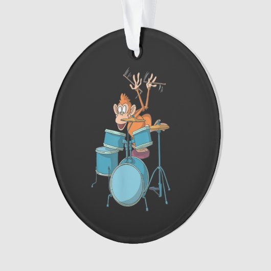 Monkey Plays Drums T-Shirt cadeaus Ornament (voorkant)