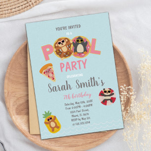 Monkey Pool Birthday Invitations Kaart