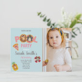Monkey Pool Birthday Invitations met foto Kaart (Staand voorkant)