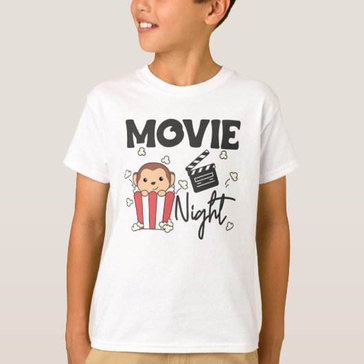 Monkey Popcorn Films Night Sweet Monkey Movies T-shirt (Voorkant)