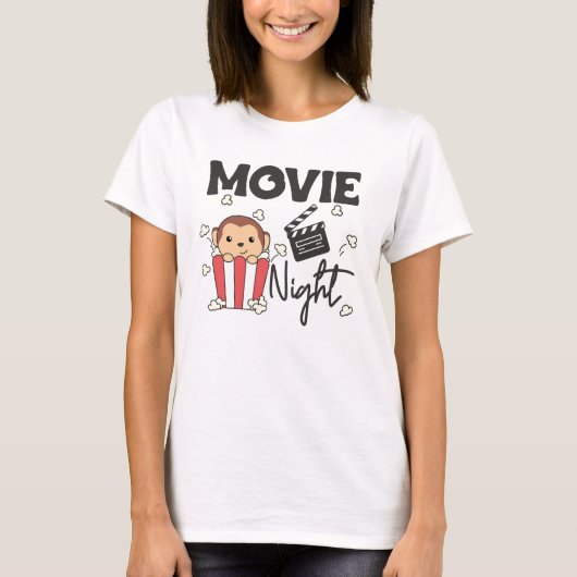 Monkey Popcorn Films Night Sweet Monkey Movies T-shirt (Voorkant)