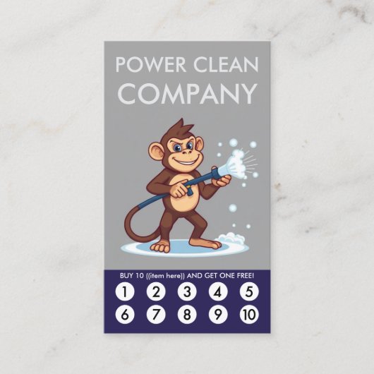 Monkey Power Clean Loyalty Punch Card (Voorkant)