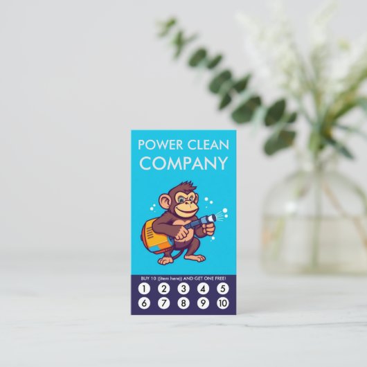 Monkey Power Clean Loyalty Punch Card (Staand voorkant)