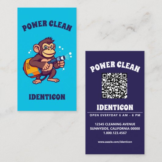 Monkey Power Clean with QR code Visitekaartje (Voorkant / Achterkant)
